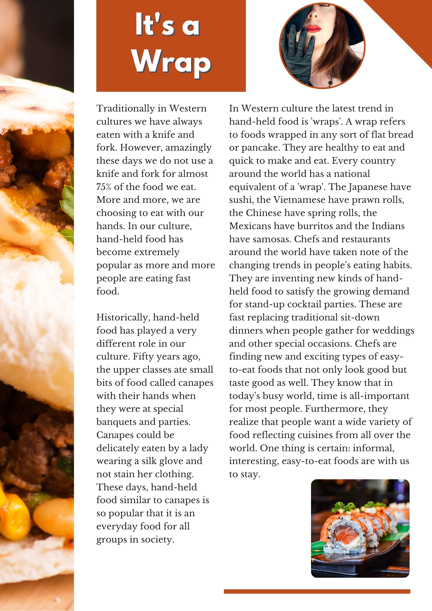 Magazine article - 'It's a Wrap'
